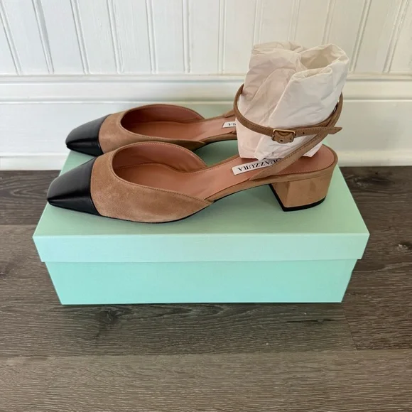 ❗️SOLD❗️Aquazzura 35mm French Flirt pumps two tone suede sling back - Picture 3 of 8